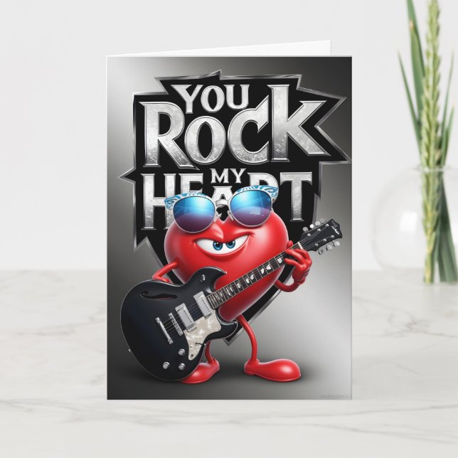 Tarjeta You Rock My Heart Greeting Card – Fun Romantic (Anverso)