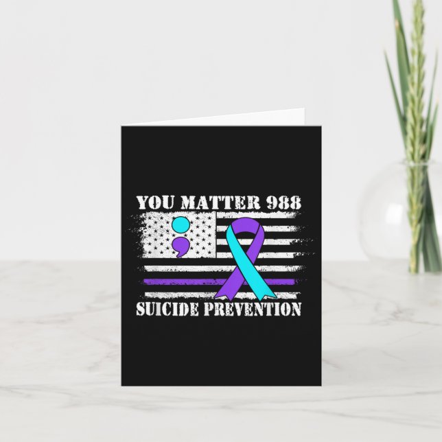 Tarjeta You Semi Colon 988 Suicide Prevention Awareness  (Anverso)
