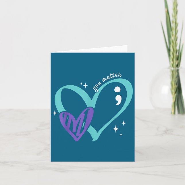 Tarjeta You Suicide Prevention Awareness Teal &amp; Purple (Anverso)