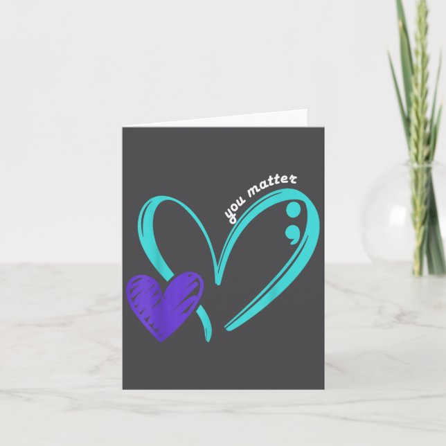 Tarjeta You Suicide Prevention Awareness Teal Purple Heart (Anverso)