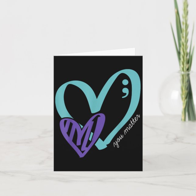 Tarjeta You Suicide Prevention Awareness Teal Purple Heart (Anverso)