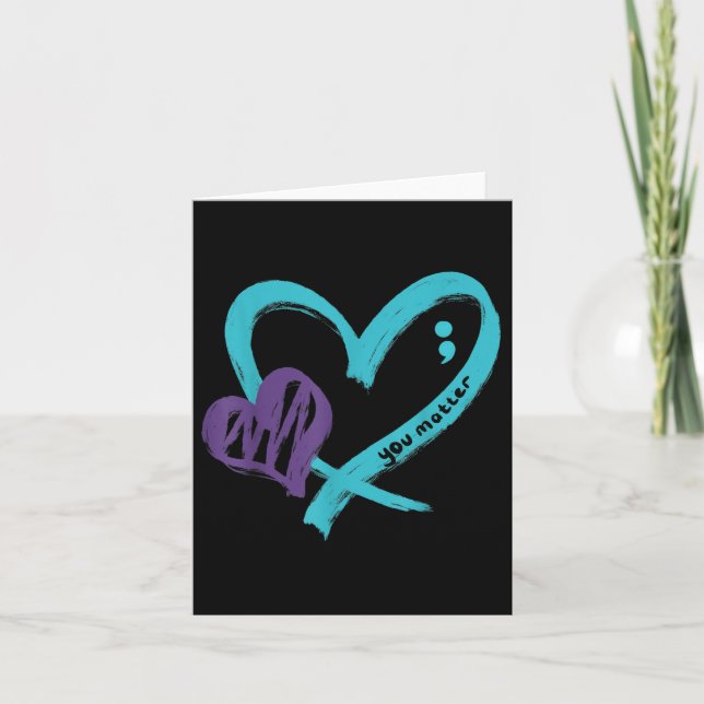 Tarjeta You Suicide Prevention Awareness Teal Purple Heart (Anverso)