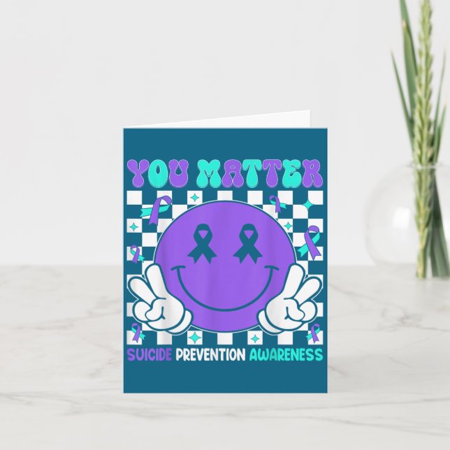 Tarjeta You Suicide Prevention Awareness Teal Purple Ribbo (Anverso)