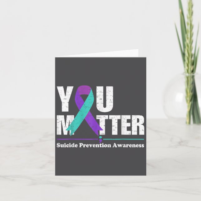 Tarjeta You Suicide Prevention Awareness Teal Purple Ribbo (Anverso)