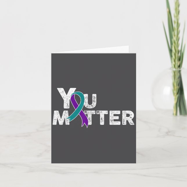 Tarjeta You Suicide Prevention Month Teal Purple Ribbon Gi (Anverso)