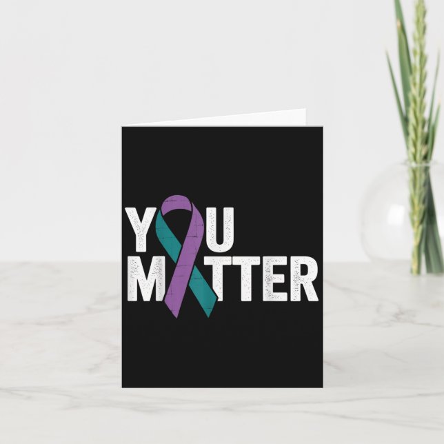 Tarjeta You - Suicide Prevention Teal Purple Awareness Rib (Anverso)