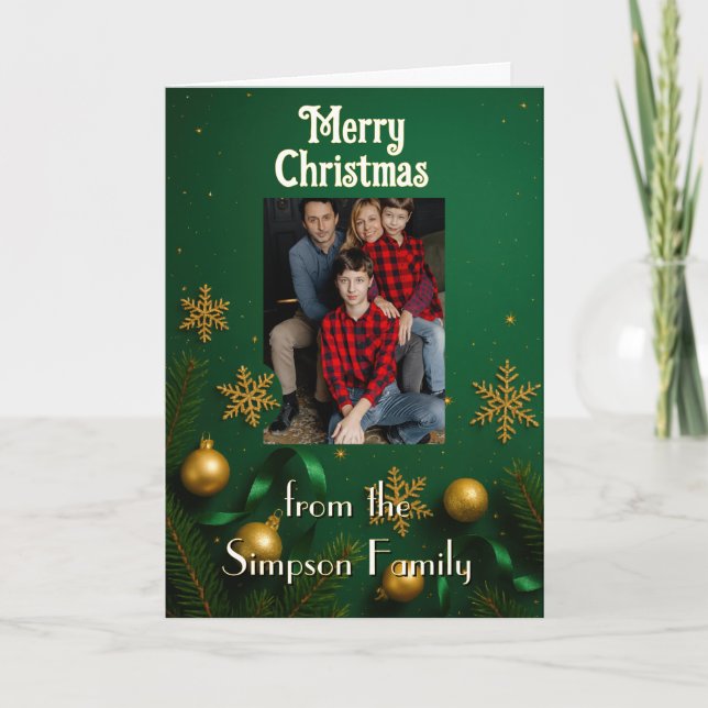 Tarjeta Your photo here Personalized Family Christmas Card (Anverso)