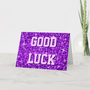 Tarjeta "Your Text" de Glitz Purple "Good Luck"