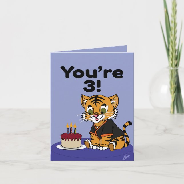 Tarjeta You're 3 Tiger Cub Happy Birthday Card (Anverso)