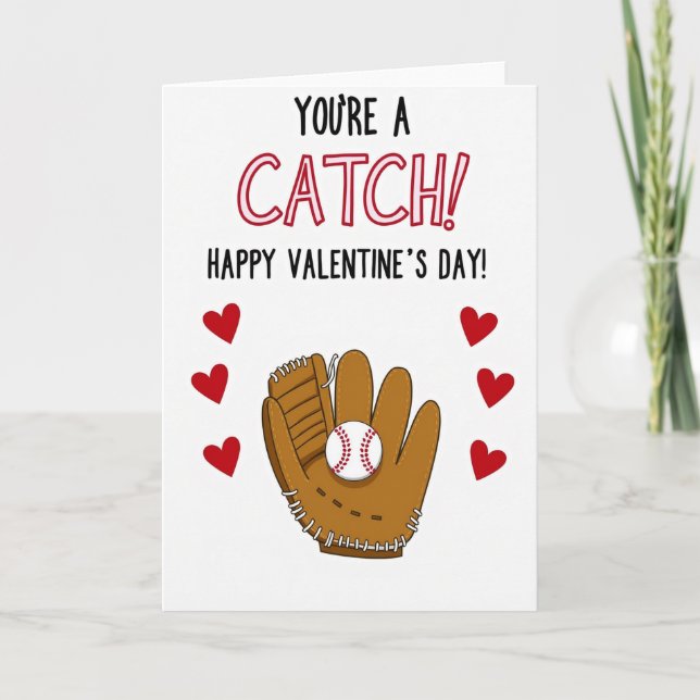 Tarjeta Youre A Catch Baseball Valentines Card (Anverso)