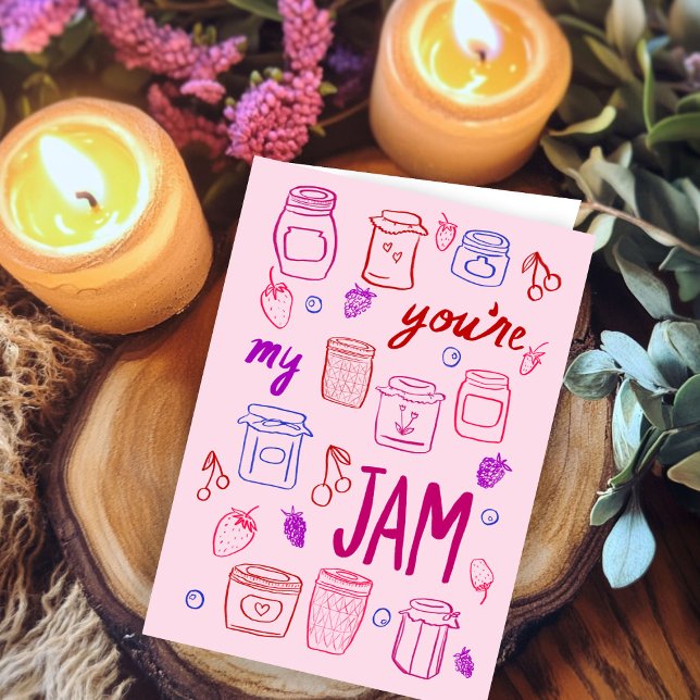 Tarjeta YOURE MY JAM Cute Jars Ilustracion Día de San Vale (YOURE MY JAM Cute Jars Illustration Valentines Day Card
)