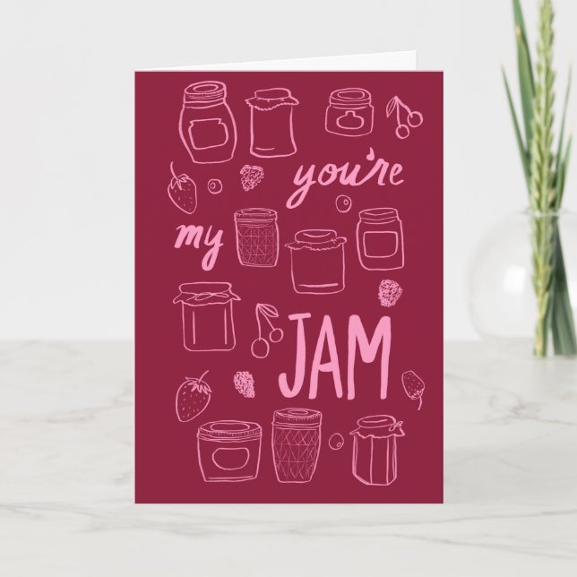 Tarjeta YOURE MY JAM Cute Jars Ilustracion Día de San Vale (Anverso)