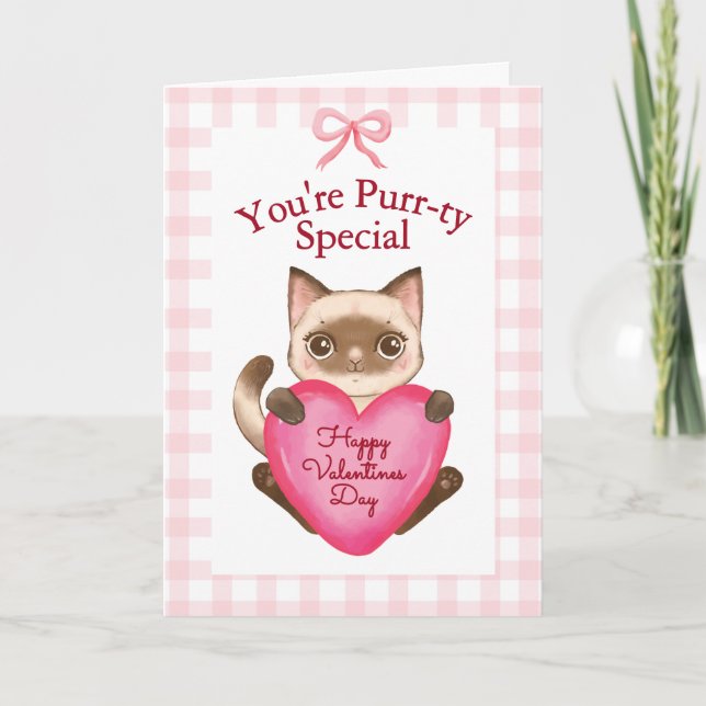 Tarjeta You're Purr-ty Special Kitty Cat Valentine's Day (Anverso)