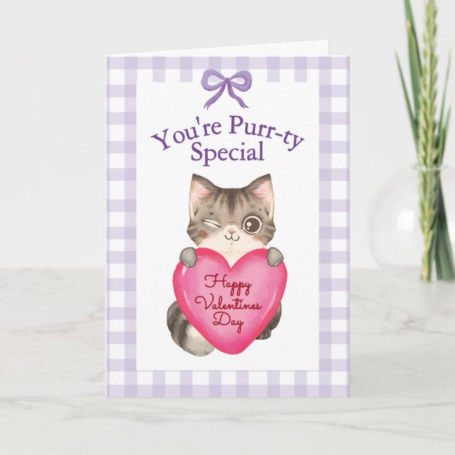 Tarjeta You're Purr-ty Special Kitty Cat Valentine's Day (Anverso)