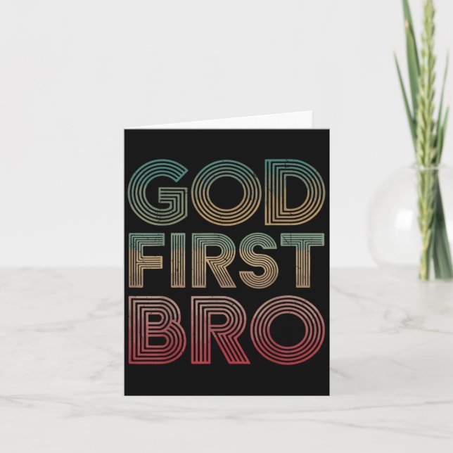 Tarjeta Youth Boy God First Bro Funny Christian God Brothe (Anverso)