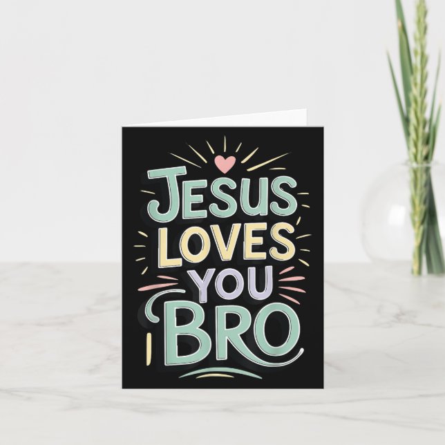 Tarjeta Youth Jesus Love You Bro Funny Christian God Son B (Anverso)