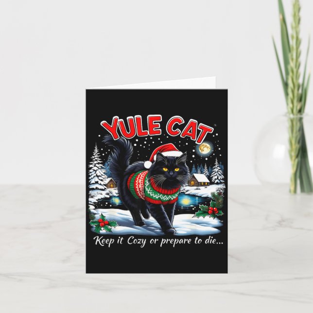 Tarjeta Yule Cat Keep It Cozy Funny Christmas Quote  (Anverso)