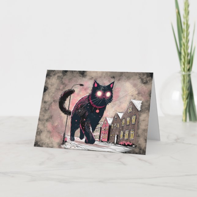 Tarjeta Yule Cat, Navidades de Islandia (Anverso)