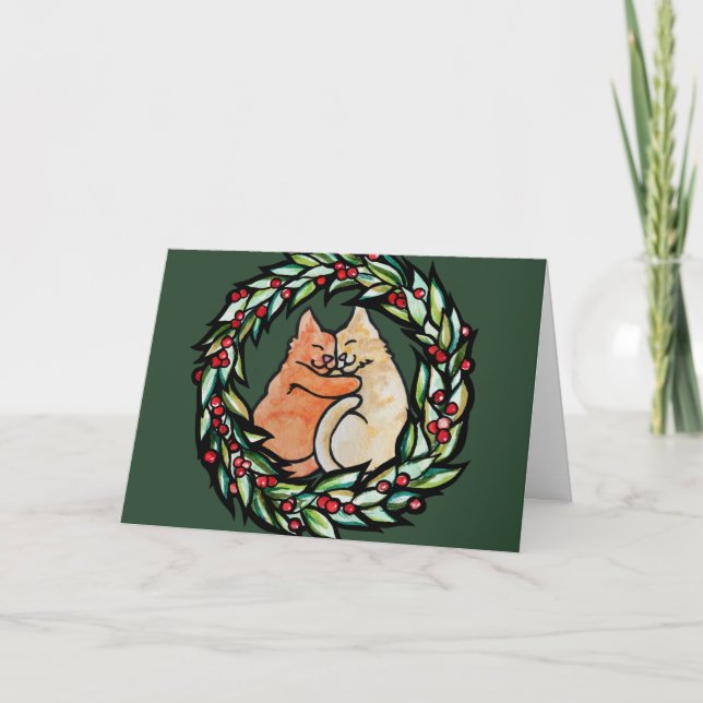 Tarjeta Yule Kitty Cats (Anverso)