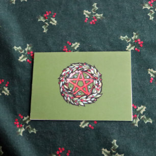 Tarjeta Yule Wreath Pentacle Pagan