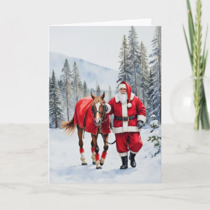 Tarjeta Yuletide Ride Watercolor Santa Navidades occidenta