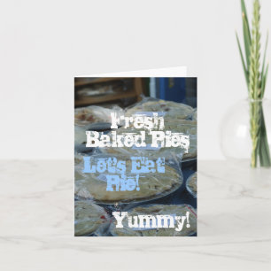 Tarjeta ¡Yummy! ¡Comamos el pie!, albóndigas recién hornea