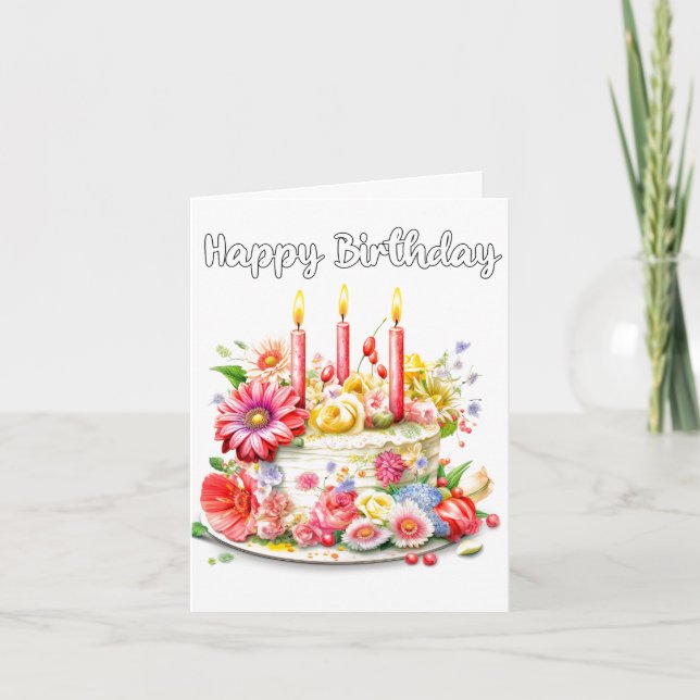 Tarjeta Yummy Happy Birday Fiesta Cake (Anverso)