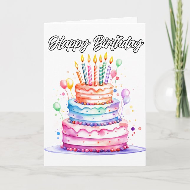 Tarjeta Yummy Happy Birday Fiesta Cake (Anverso)