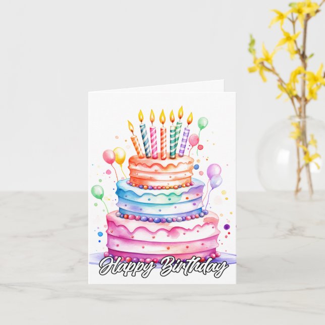 Tarjeta Yummy Happy Birday Fiesta Cake (flor amarilla)