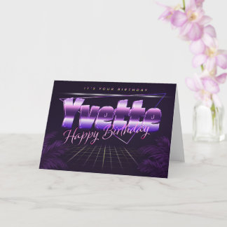 Tarjeta Yvette Name Vorname lila retro Karte Geburtstag