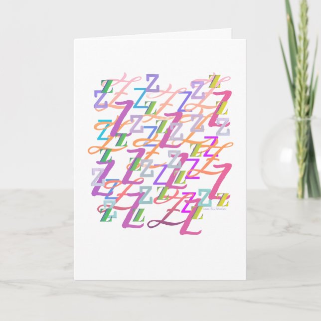 Tarjeta "Z" con confeti de letras (Anverso)
