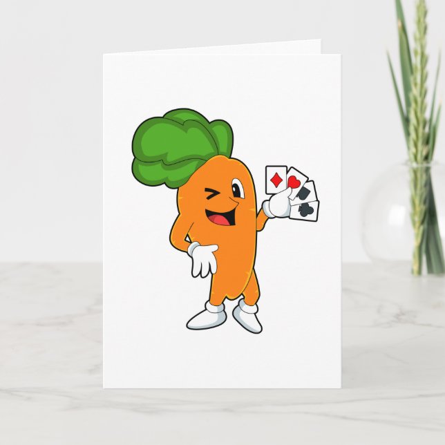 Tarjeta Zanahoria en el póquer con cartas de póquer (Anverso)
