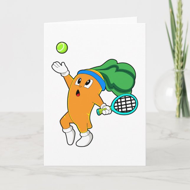 Tarjeta Zanahoria en tenis con raqueta de tenis (Anverso)