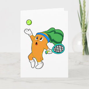 Tarjeta Zanahoria en tenis con raqueta de tenis