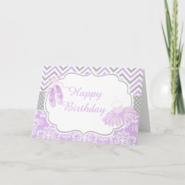 Tarjeta Zapatilla de ballet Chevron morado y gris