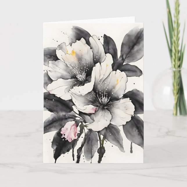 Tarjeta Zapatilla de Darwin - Flores de acuarela (Anverso)