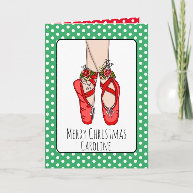 Tarjeta Zapatillas de ballet personalizadas de Navidad (Anverso)
