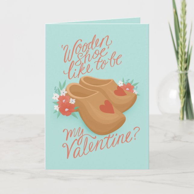 Tarjeta Zapato de madera ser mi San Valentín (Anverso)