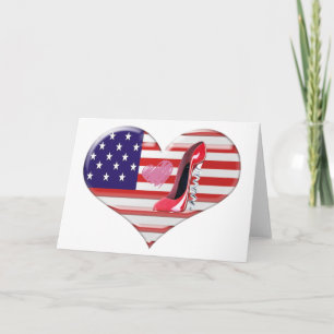 Tarjeta Zapato del corazón del estilete americano de la