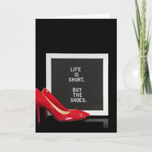 Tarjeta Zapatos altos rojos con tablero de mensajes (Anverso)