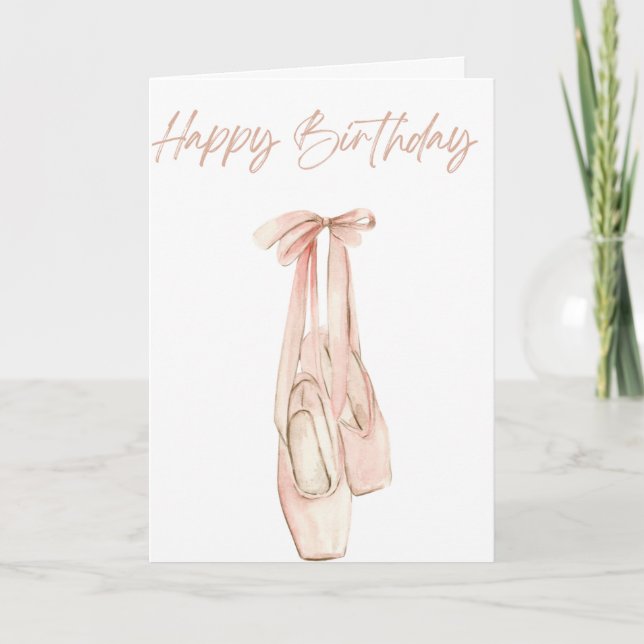 Tarjeta Zapatos de Puntas de Ballet Cumpleaños (Anverso)