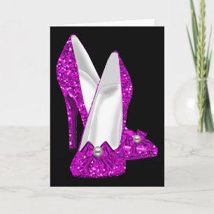 Tarjeta Zapatos de Tacón Alto Stileto Brillo Rosa
