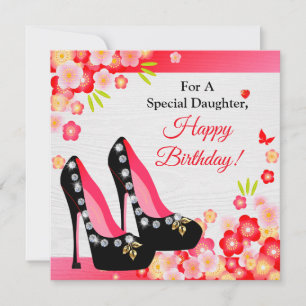 Tarjeta Zapatos negros con diamantes y cumpleaños de la hi