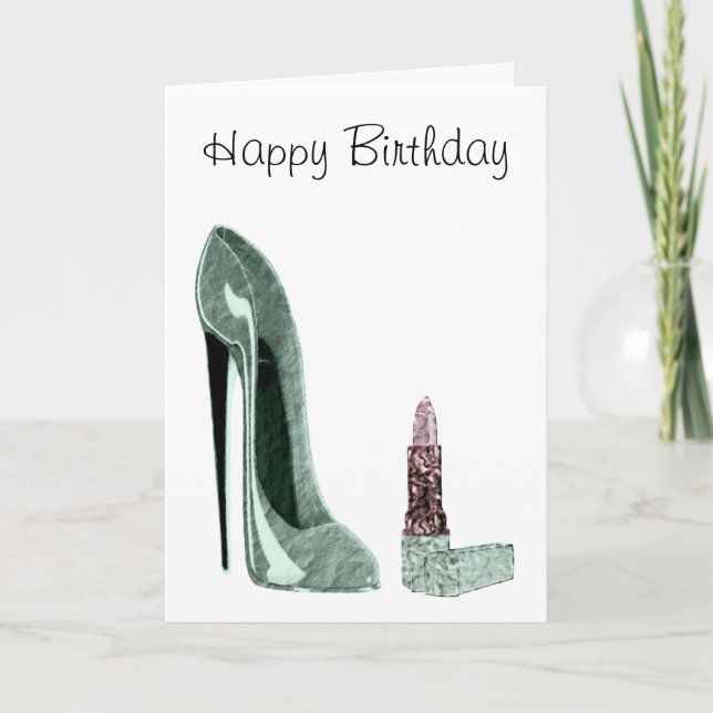 Tarjeta Zapatos y pintalabios verdes (Anverso)