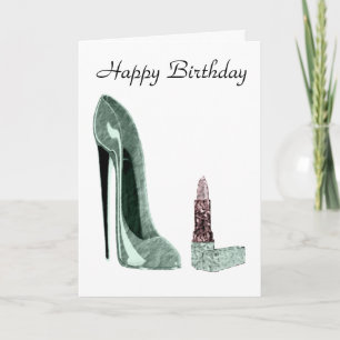 Tarjeta Zapatos y pintalabios verdes