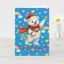 Tarjeta Zarah’s Winter Twirl — Pastel Rainbow Hearts Holid