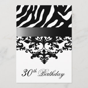 Tarjeta Zebra Damask Fabulous el cumpleaños 30 de Kimberly