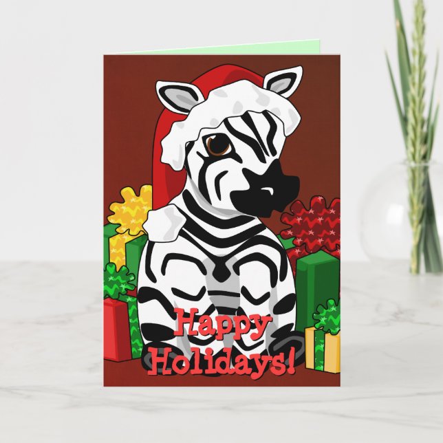 Tarjeta Zebra de navidades (Anverso)