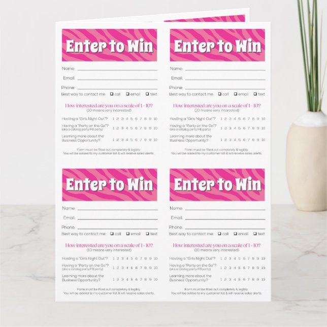 Tarjeta Zebra Printable Vendor Slips – Editable Download (Anverso)