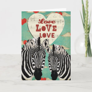 Tarjeta Zebras Heart Valentine